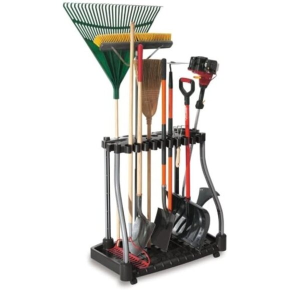 Garage Tool Tower Rack Easy to Assemble Wheeled Organizes up to 40 Long-Handled